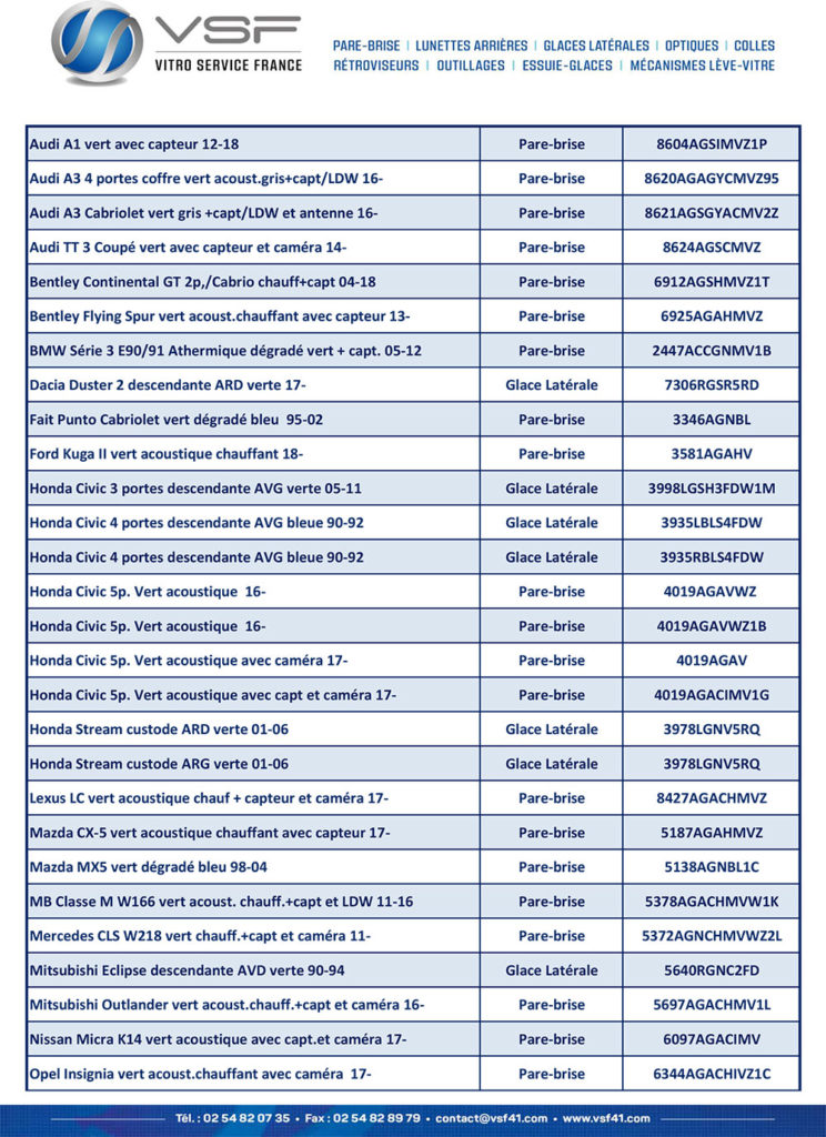 Newsletter Juin 2019 - VSF - Nouveautés vitrage