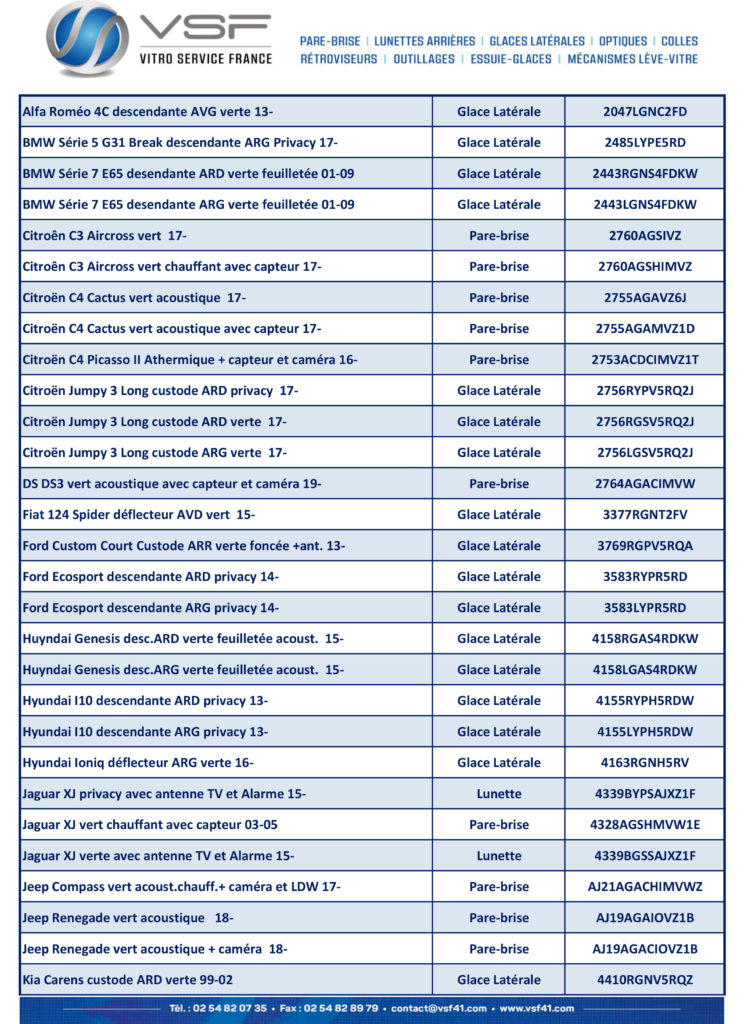 Newsletter Mai 2019 - VSF - Nouveautés vitrage